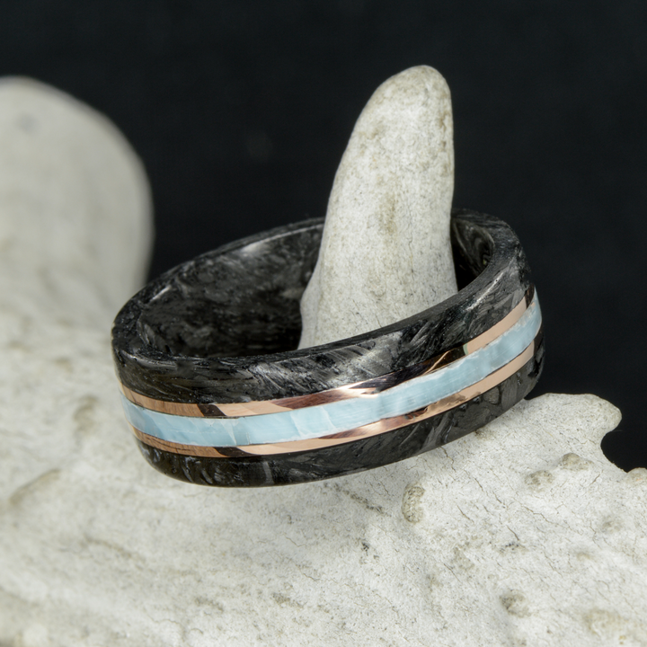 The Tigre - Forged Carbon Fiber, Gold or Silver Inlay, and Larimar