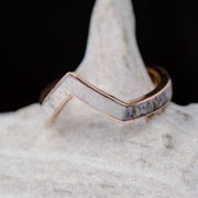 Crushed Opal with Gold or Silver, Antler V-Ring Stacking Band