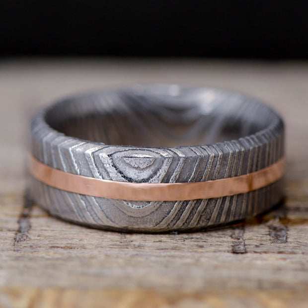 Gold or Silver Inlay in Polished Damascus Steel 8mm