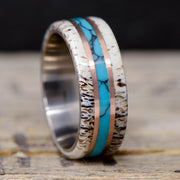 Elk Antler, Rose Gold, and Turquoise Inlays