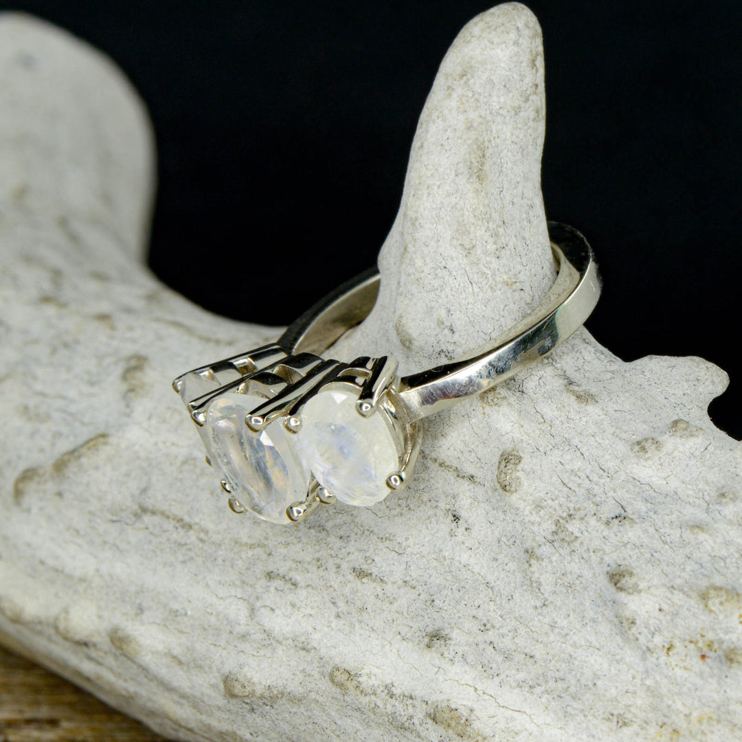 3 Moonstone Oval Engagement Ring