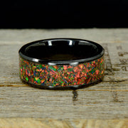 Crushed Black Opal in Tungsten or Ceramic Channel