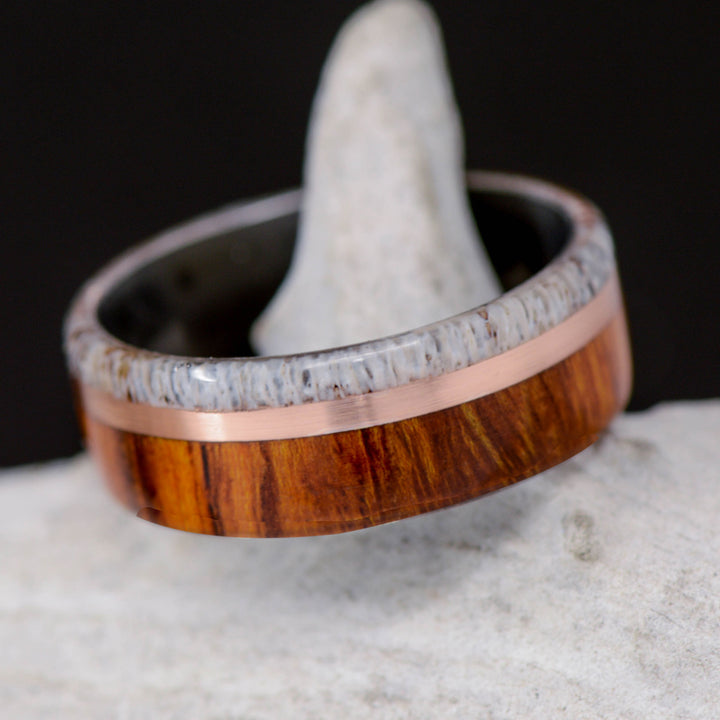 Elk Antler, Rose Gold, and Desert Ironwood Inlays