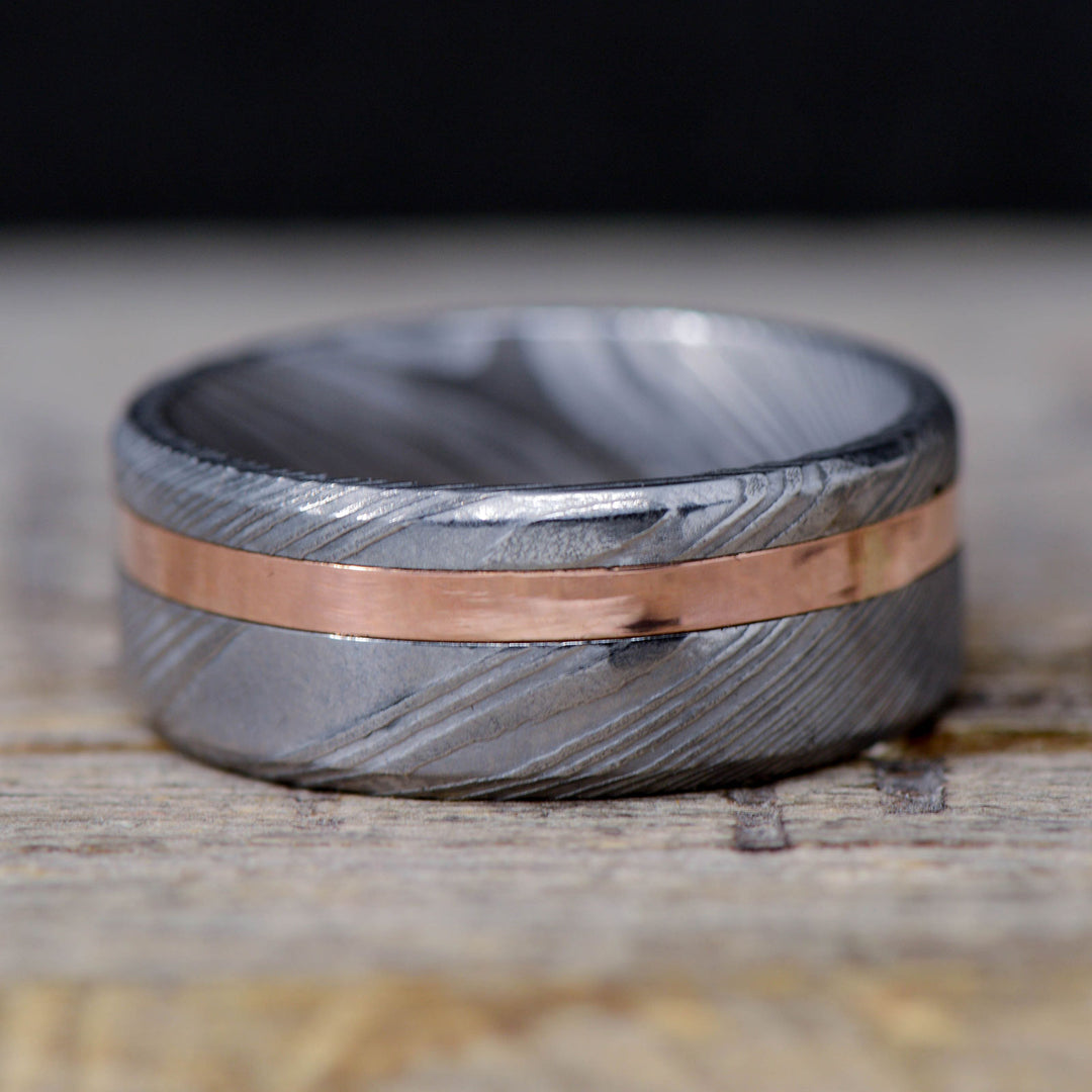 Polished Damascus Steel, Rose Gold