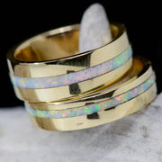 Metal band with White Opal Inlays