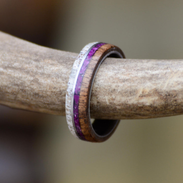 Elk Antler, Metal, Purple Sugilite, Walnut