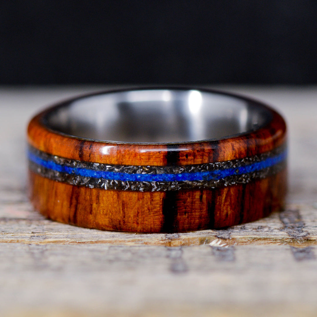 Ironwood, Meteorite, Lapis Lazuli Inlay