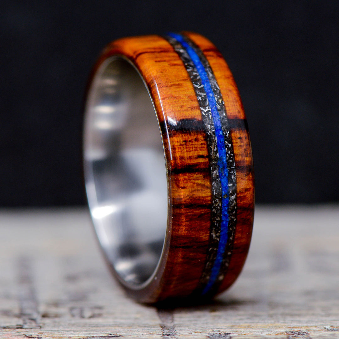 Ironwood, Meteorite, Lapis Lazuli Inlay