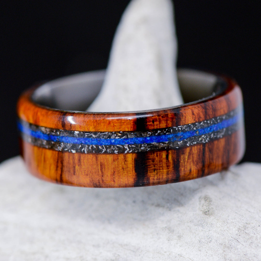 Ironwood, Meteorite, Lapis Lazuli Inlay