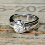 Moissanite Solitaire with Etched Muonionalusta Meteorite & Petrified Wood Accents
