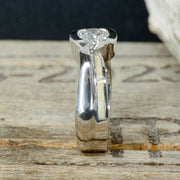 Diamond Solitaire with Etched Muonionalusta Meteorite & Petrified Wood Accents