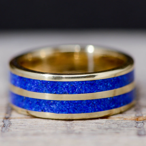 Gold, Blue Lapis Lazuli Inlays