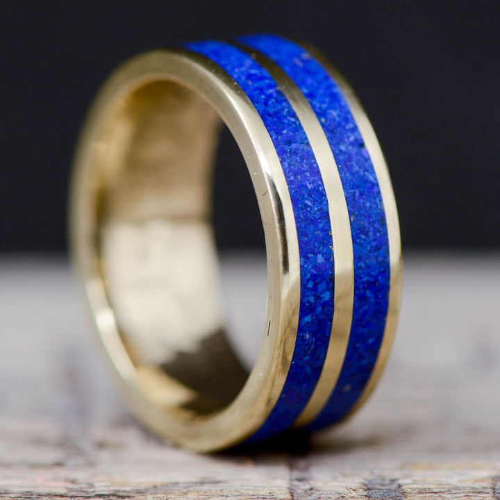 Gold, Blue Lapis Lazuli Inlays