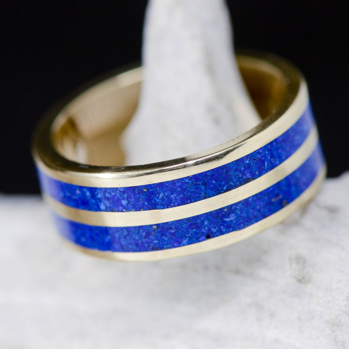 Gold, Blue Lapis Lazuli Inlays