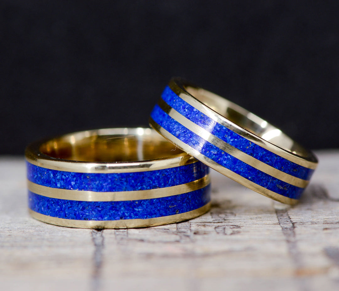 Gold, Blue Lapis Lazuli Inlays