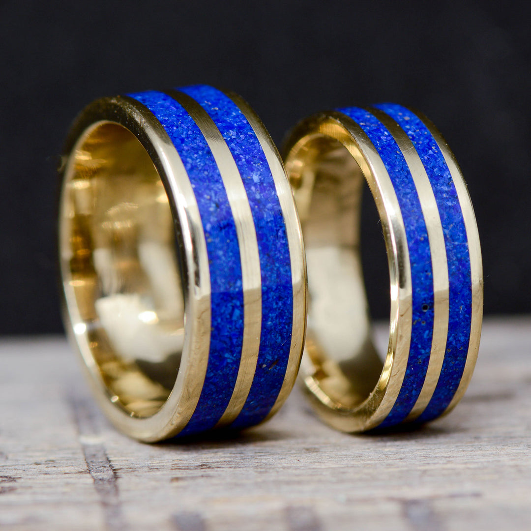 Gold, Blue Lapis Lazuli Inlays