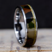 SALE RING - Tungsten, Camo & Brass Bullet Casing - Size 13