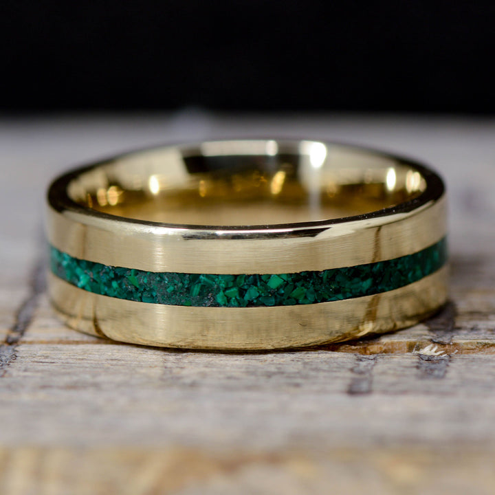 Green Malachite set into Gold Band