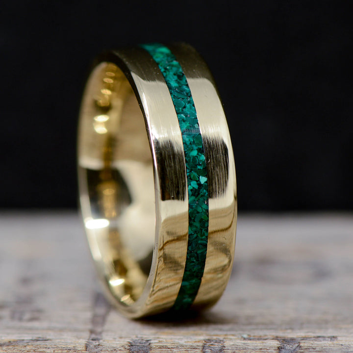 Green Malachite set into Gold Band