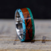 Green Malachite, Rosewood, and Turquoise Inlays with "Engraved Mountains"