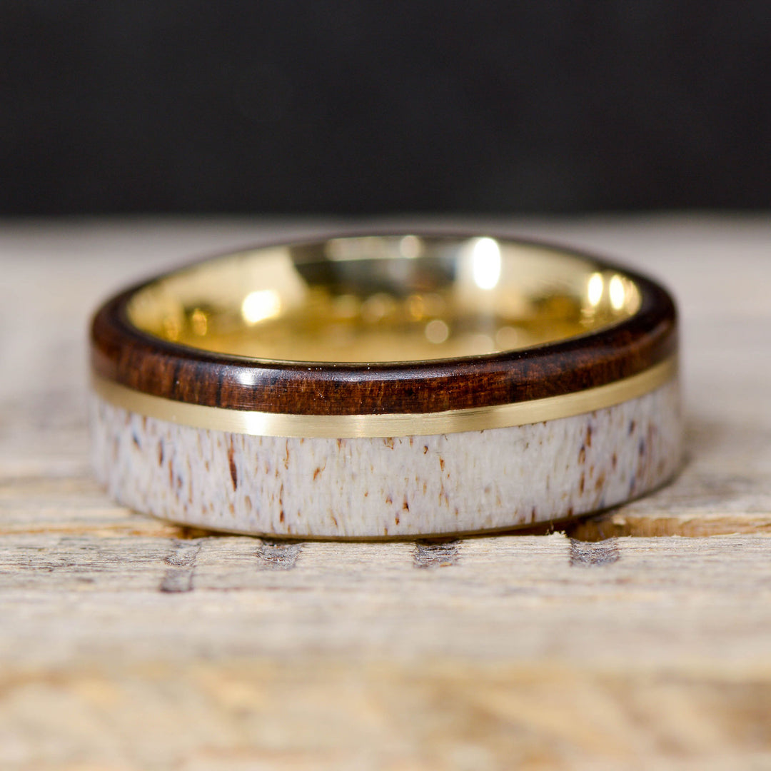 Walnut, Yellow Gold, Elk Antler