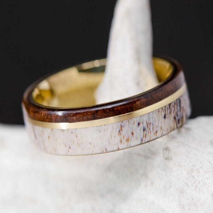 Walnut, Yellow Gold, Elk Antler