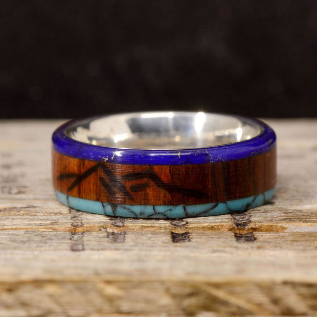 Lapis Lazuli, Turquoise, Rosewood with "Engraved Mountains"