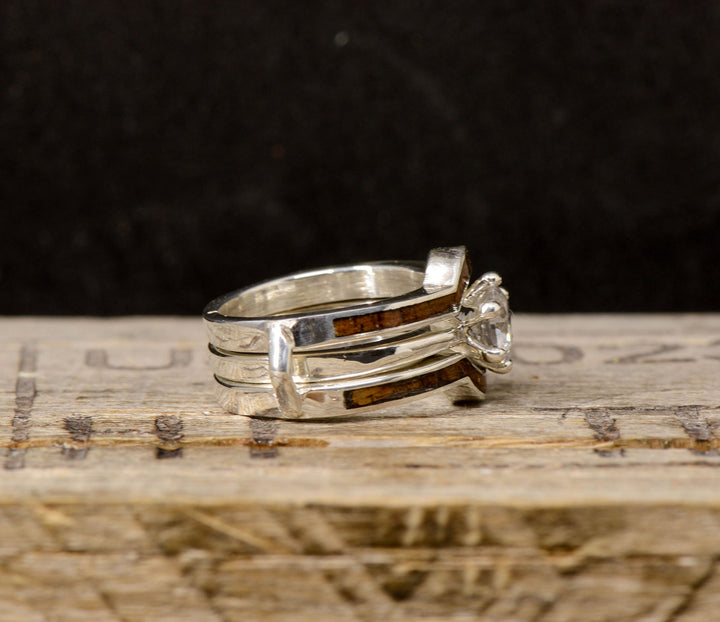 Diamond Solitaire With Koa Wood Ring Guard