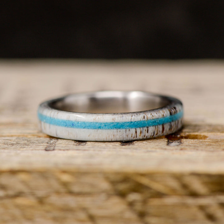 Elk Antler with Turquoise Inlays