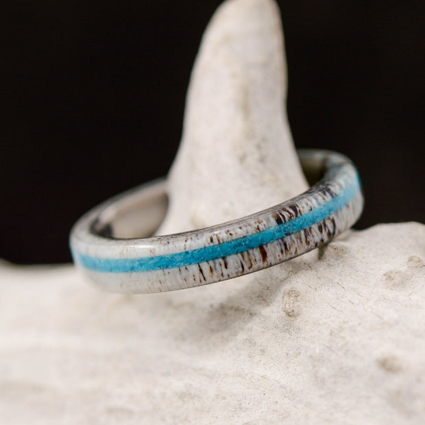 Elk Antler with Turquoise Inlays