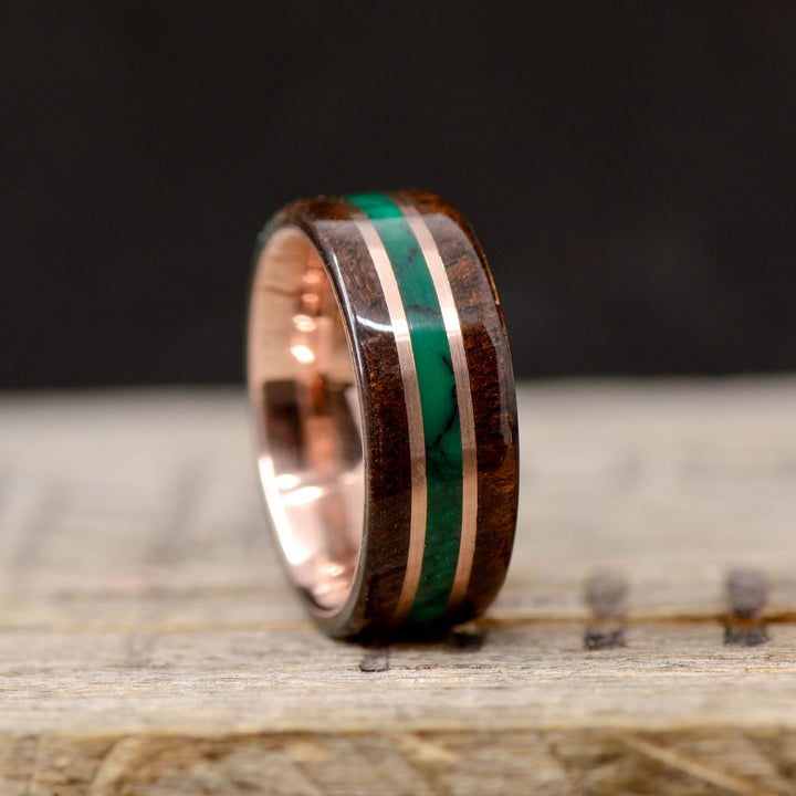 Walnut Wood, Imperial Jade, and Rose Gold Inlays