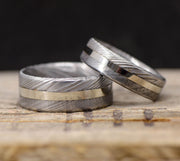 Polished Damascus Steel, Silver Inlay