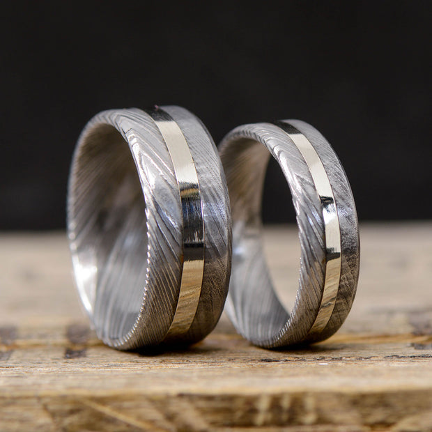 Polished Damascus Steel, Silver Inlay