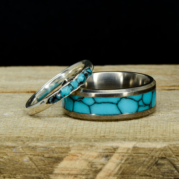 Rough Cut Turquoise & Turquoise Channel Ring