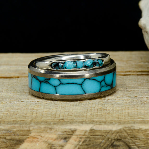 Rough Cut Turquoise & Turquoise Channel Ring