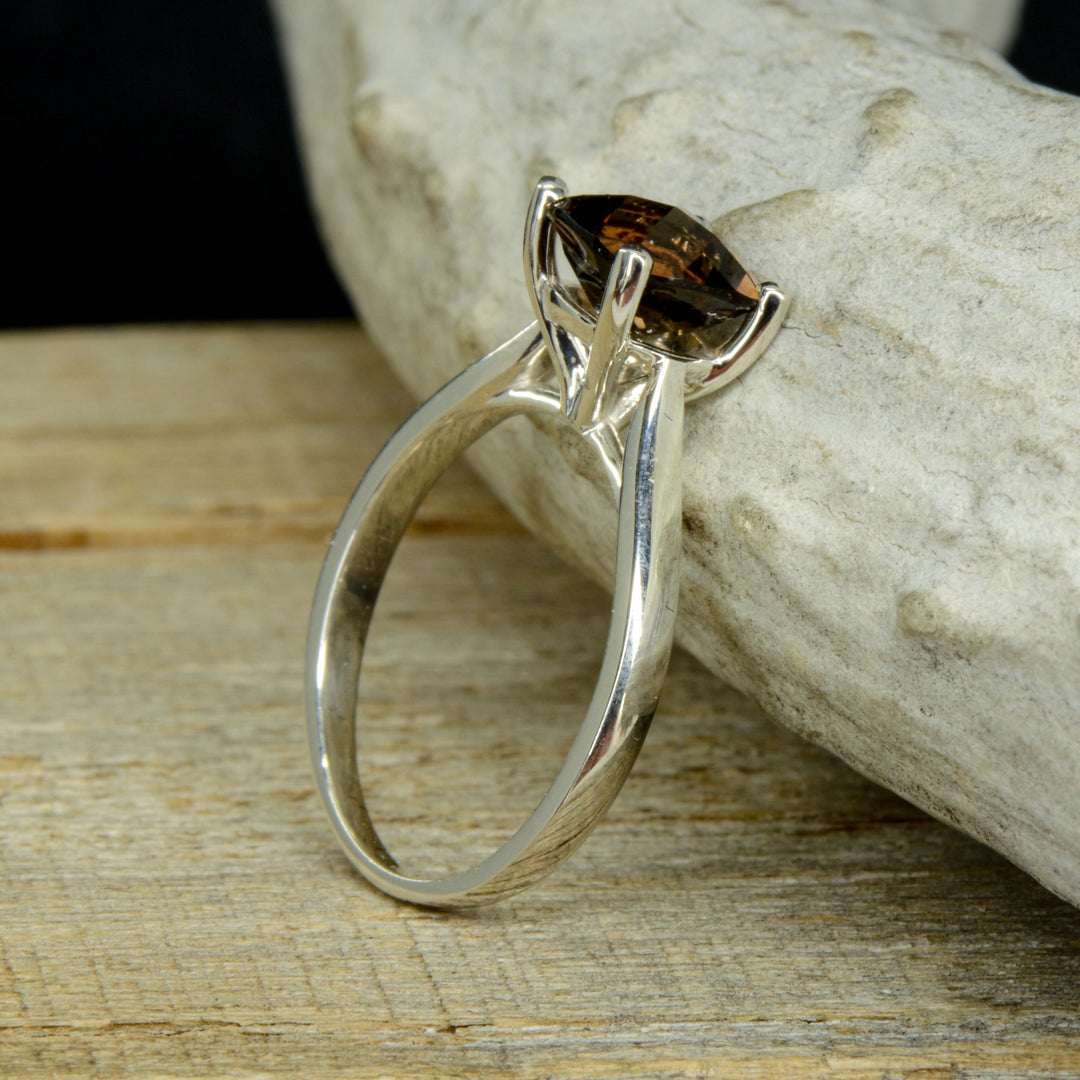 Smokey Quartz Solitaire Ring