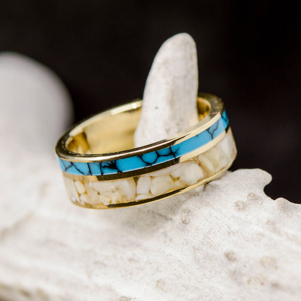 Rectangular Paiute Turquoise Gold Ring