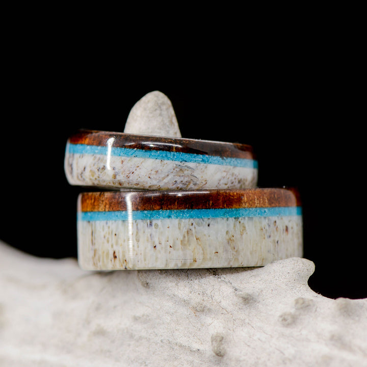 Koa Wood, Turquoise, and Antler