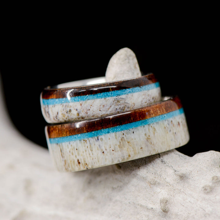 Koa Wood, Turquoise, and Antler