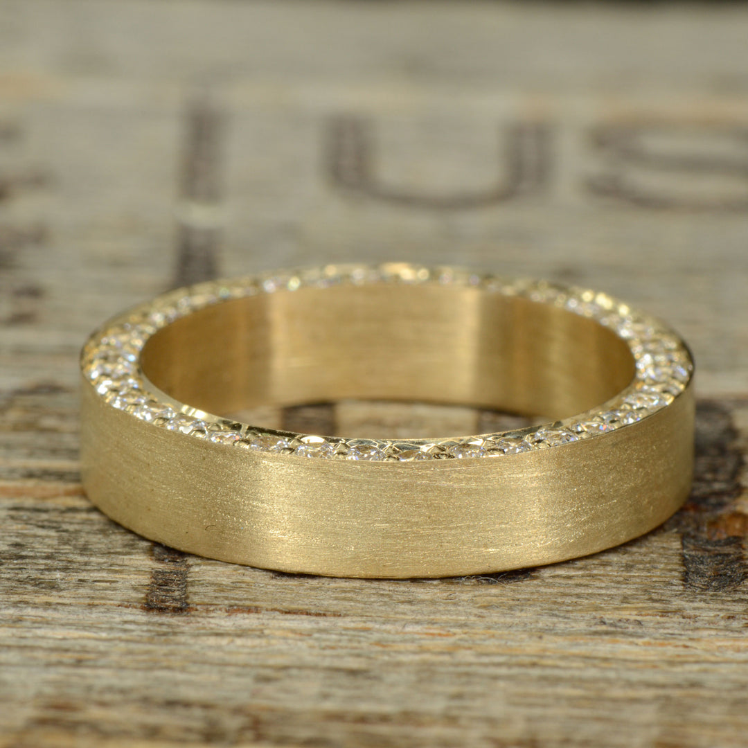 Gold Band with Side Set Diamonds