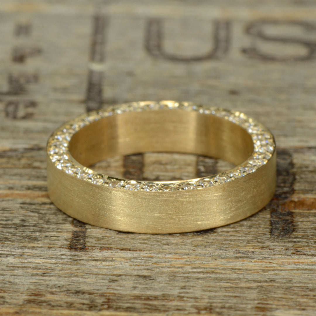 Gold Band with Side Set Diamonds