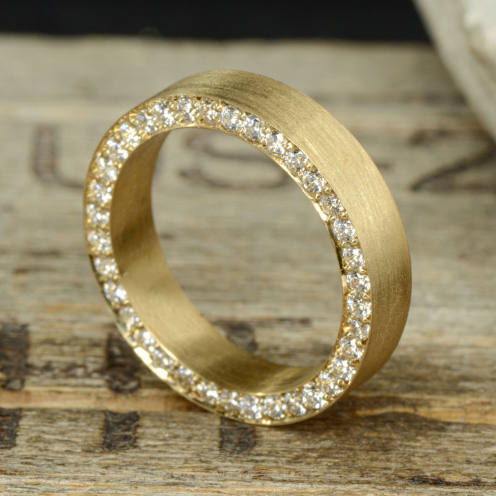 Gold Band with Side Set Diamonds