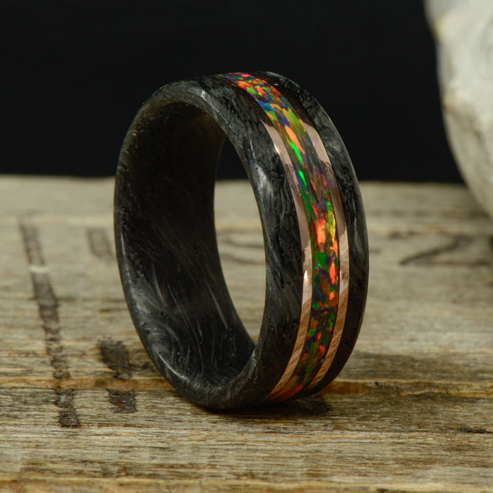 Forged Carbon Fiber, Rose Gold, & Black Opal