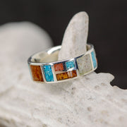 Ironwood, Antler, Red Coral, & Turquoise  in Geometric Design