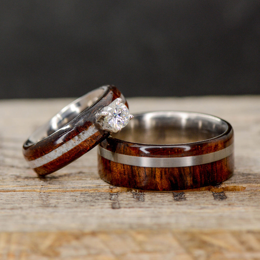 Koa, Antler, Diamond Setting