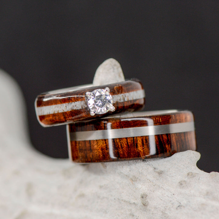 Koa, Antler, Diamond Setting