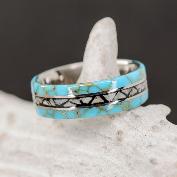 The Megalodon Ring - Turquoise & Shark Teeth