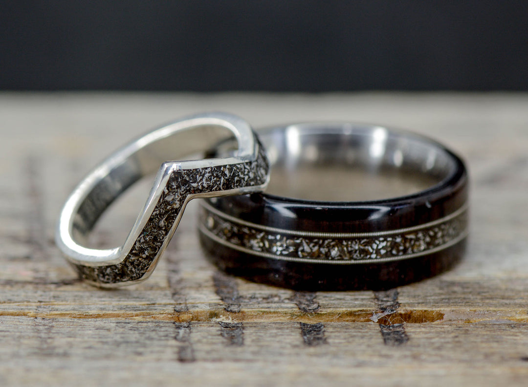 Blackwood, Guitar Strings, Meteorite and Metal V-Ring