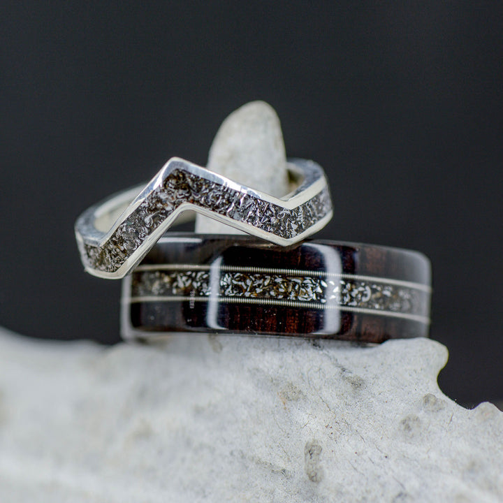 Blackwood, Guitar Strings, Meteorite and Metal V-Ring