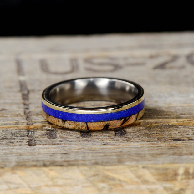 Spalted Maple, Lapis Lazuli, Yellow Gold